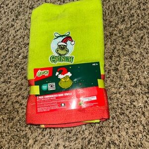 Grinch Christmas Embroidered Hand Towels - Green and Red